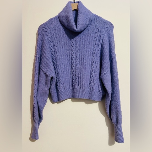 Wild Fable Purple Cable Knit Cropped Turtleneck Sweater, Women’s Size Medium - Picture 1 of 11